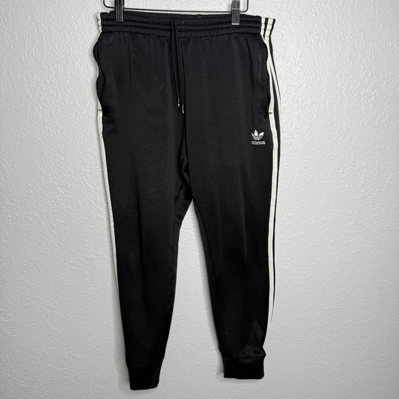 Adidas Mens Medium Black three stripes fleece sweatpants - Picture 1 of 7